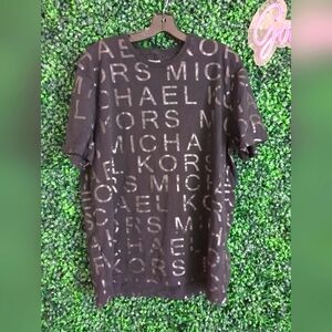 Michael Kors Allover Print Spellout Black XL Designer T-shirt Mens